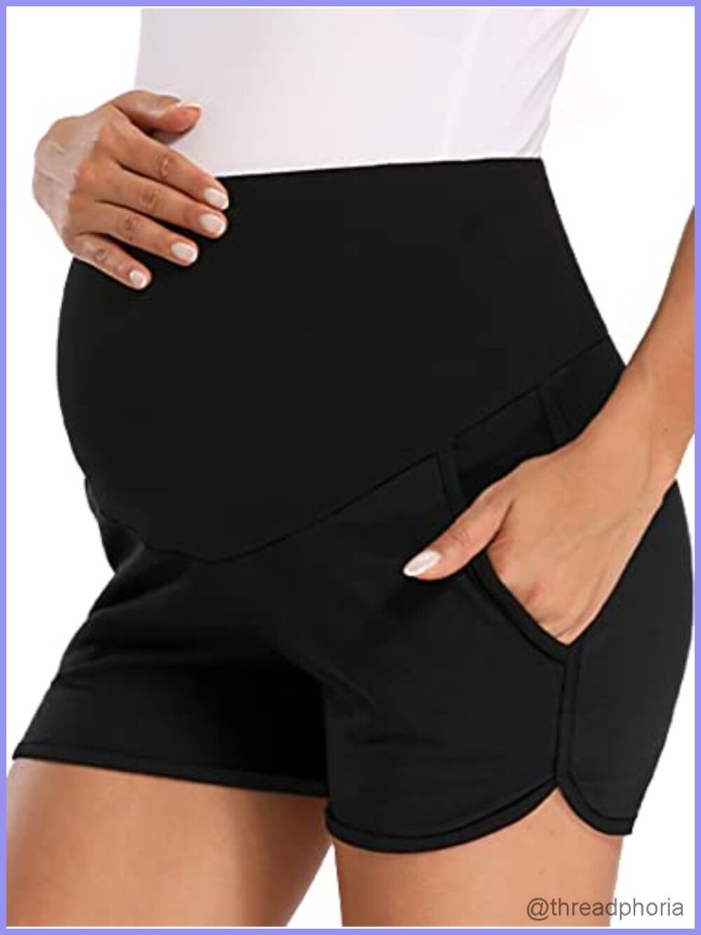 Maternity Shorts Over Belly Lounge Workout Pajama Sleep Shorts Pockets Cotton